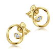 Water Drop In Circle With CZ Stone Silver Ear Stud STS-5501